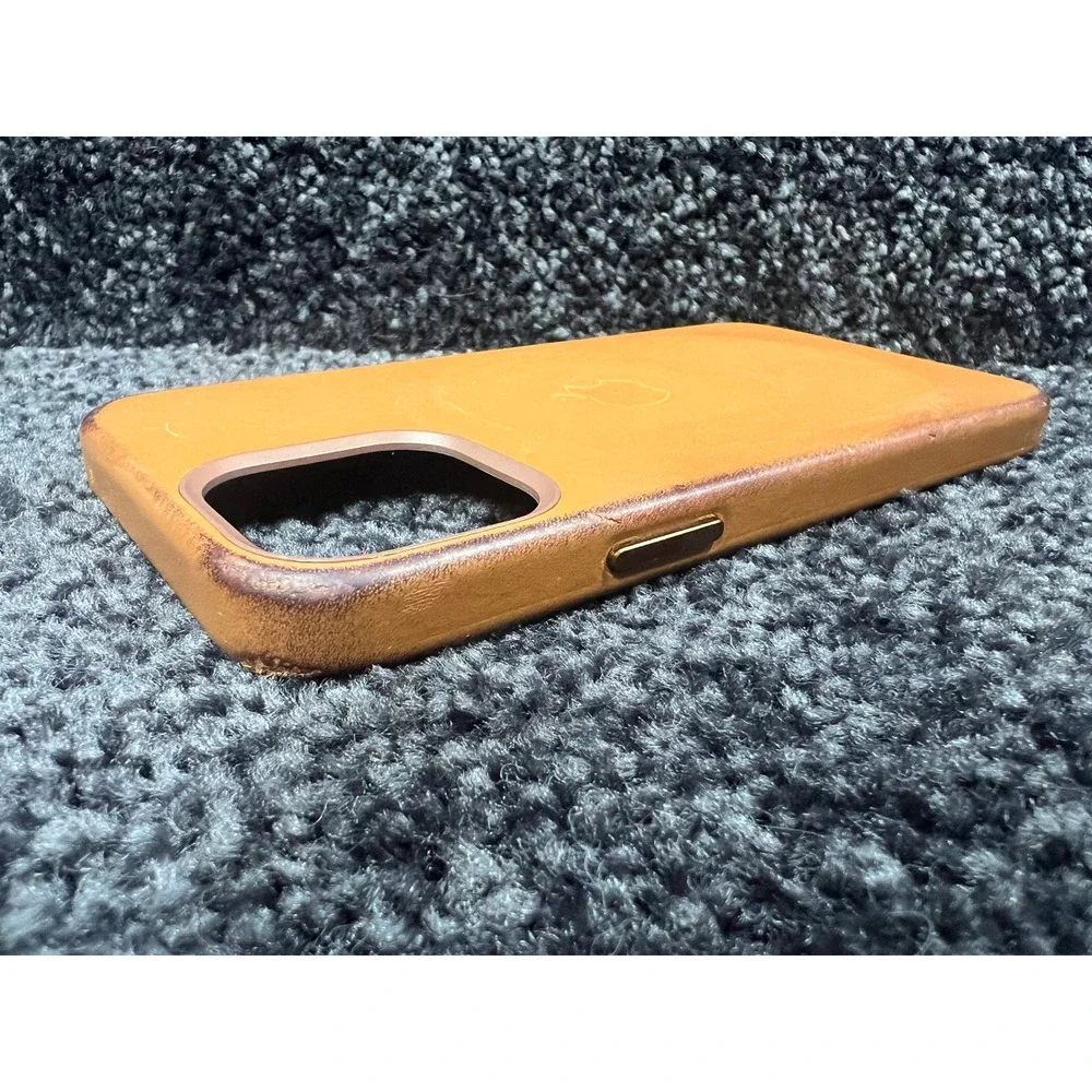USED‎ Apple iPhone 12 Pro Max Leather Case Saddle Brown MagSafe Genuine OEM